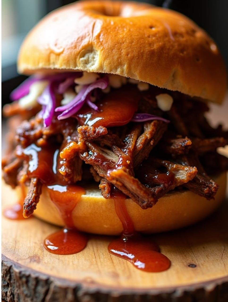 Smoked pulled pork sandwich